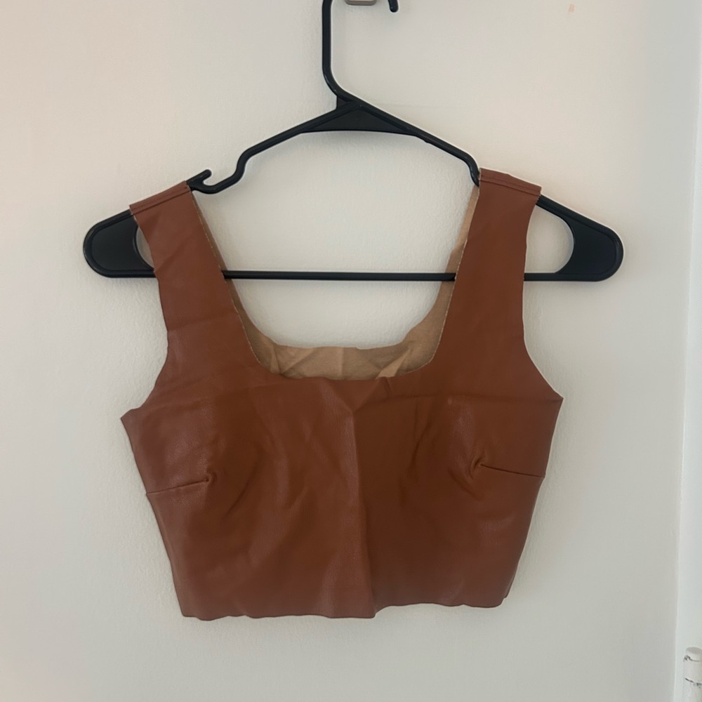 Commando Tan Leather Crop Top